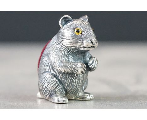 Silver guinea pig pincushion 