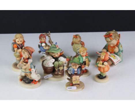 Nine Goebel Hummel Figures, tallest 12cm 