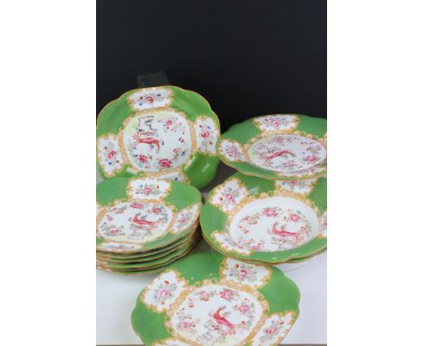 Early 20th century William A Adderley &amp; Co ' Cuckoo ' Dessert Set comprising Comport, Two Bowls and Eight Plates 