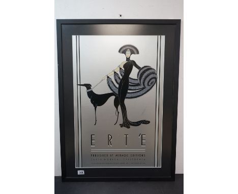 1980 Art Deco style ' Erte ' Poster depicting a Lady walking a Greyhound published by Mirage Editions, Santa Monica, Californ