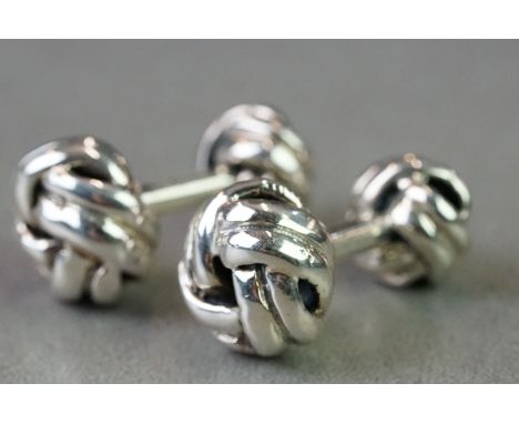 Pair of silver ball shaped cufflinks 