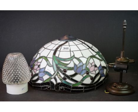 A decorative Tiffany style ceiling light. 