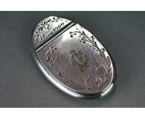 A early 20th century silver plated snuff box dated May 1900. 