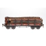 Märklin Rungenwagen 1852, Spur 1, HL, mit BRH, Spannringe NV, LS und gealterter Lack, L 33,5, Z 4
