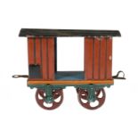 Märklin Bodenläufer-Packwagen, uralt, HL, in Spur 1-Größe, 2A-Gussräder, L 10,5, leichte