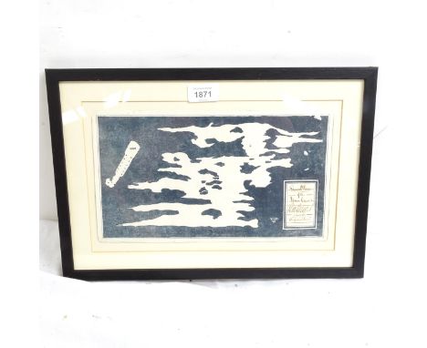 Monochrome etching, ground plan of the lower cave at Hastings, from an original drawing, framed, 28cm x 40cm 