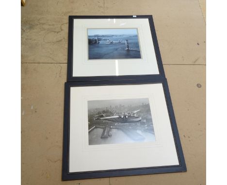 2 large scale re-printed photographs, sea planes, framed, overall 92cm x 100cm (2) 