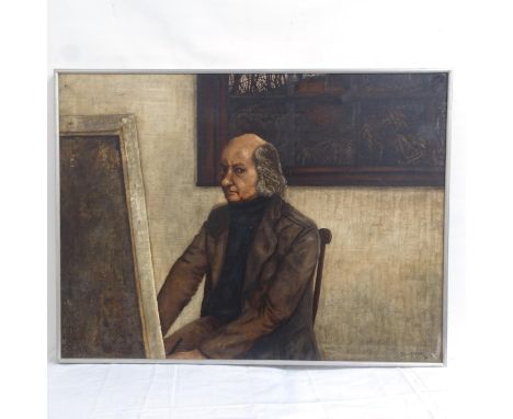 Sean McMillan, oil on canvas, portrait of an artist, signed and dated '74, 74cm x 100cm, framedGood original condition 