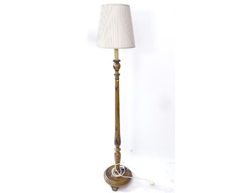A Chinese blue and gold lacquered standard lamp, height overall 180cm 