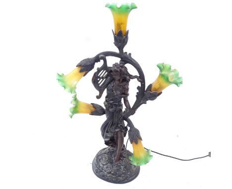 An Art Deco style spelter figural table lamp, in the form of Terpsichore, H82cm 