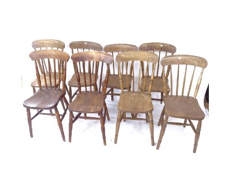 A set of 6 elm and ash stick-back country dining chairs, and 2 similar (8) (1 stretcher A/F) 