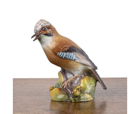 Royal Worcester porcelain model of a Jay in glazed finish, marked to the hollow interior, 16cm high overall  Overall display 