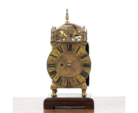 Brass cased lantern striking clock early 20th Century, retailed by Goldsmiths Company, 112 Regent St, London, 20.5cm high exc
