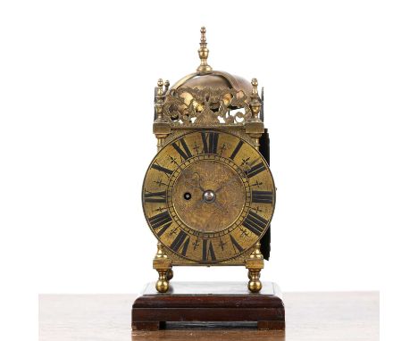 Brass cased lantern striking clock early 20th Century, retailed by Goldsmiths Company, 112 Regent St, London, 20.5cm high exc