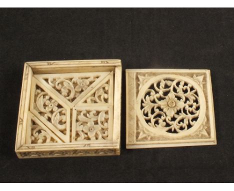 A vintage carved ivory puzzle box