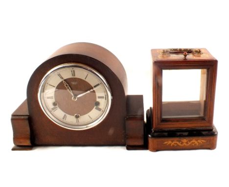 Smiths & Enfield striking and chiming mantel clocks plus a inlaid clock case