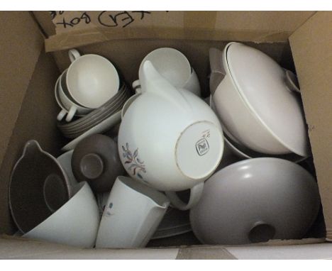 A Poole brown twin tone part dinner and tea set
