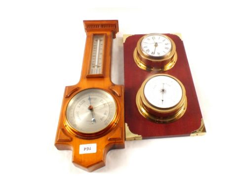 A Negretti & Zambra barometer plus a clock barometer