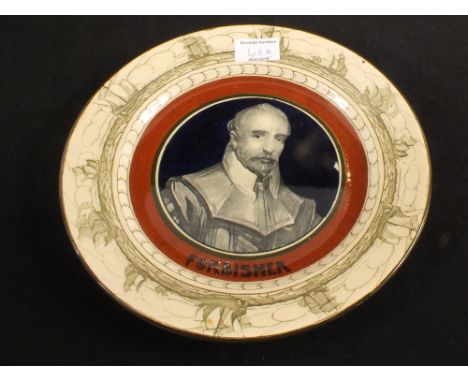 A Royal Doulton portrait Frobisher plate with mis-spelt title Forbisher plus a political portrait plate