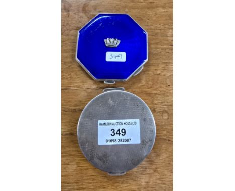2 SILVER COMPACTS ONE IS ENAMELLED     