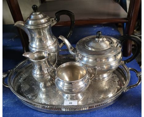 4 PIECE EP TEA SERVICE COMPRISING TEAPOT, HOT WATER POT, SUGAR &amp; CREAM