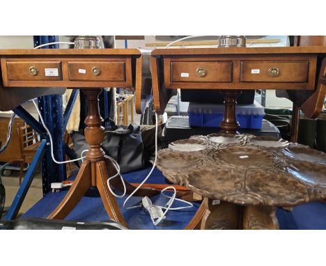 PAIR OF 2 DRAWER MAHOGANY SOFA TABLES     