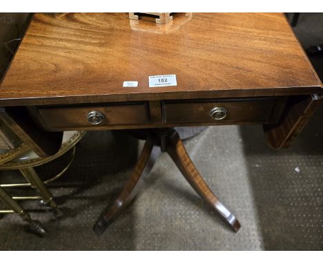 2 DRAWER MAHOGANY DROP LEAF SOFA TABLE     