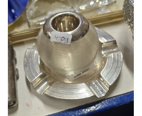 SILVER ART DECO STYLE CIGAR ASHTRAY(106.6 GRAMS), LONDON SILVER MOUNTED MATCH STRIKER