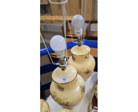 PAIR OF AYNSLEY ORCHARD GOLD TABLE LAMPS WITH SHADES