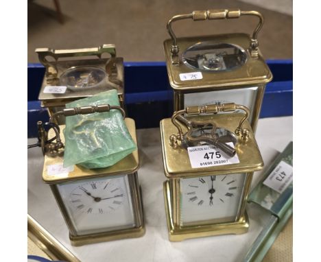 4 BRASS CASED CARRIAGE CLOCKS WITH KEY WINDERS     
