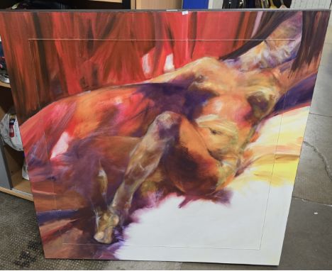 MODERN ART OIL ON CANVAS RECLINING LADY     