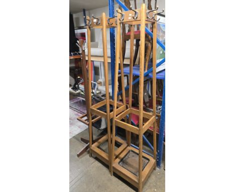 TEAK COAT STAND &amp; 2 OAK COAT STANDS     