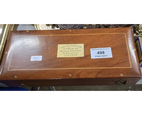 MAHOGANY CASED SIKES HYDRO METER USED BY INLAND REVENUE W. POLLOCK GLASGOW     