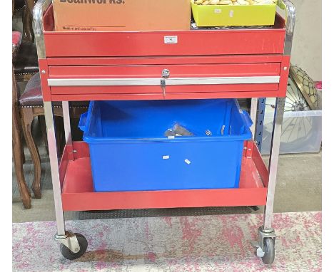 SINGLE DRAWER METAL FRAMED LOCK FAST TOOL TROLLEY     