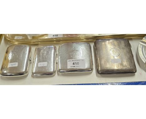 4 SILVER CIGARETTE CASES, WEIGHT APPROX 357.4 GRAMS