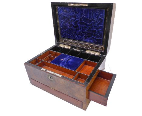 A mid-19th century figured-walnut dome-topped jewellery box / casket: the hinged lid opening to reveal letter pocket to the u