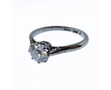 A diamond single stone ring, the old brilliant-cut diamond estimated to weigh 0.60cts, coronet-set to the plain tapering shan