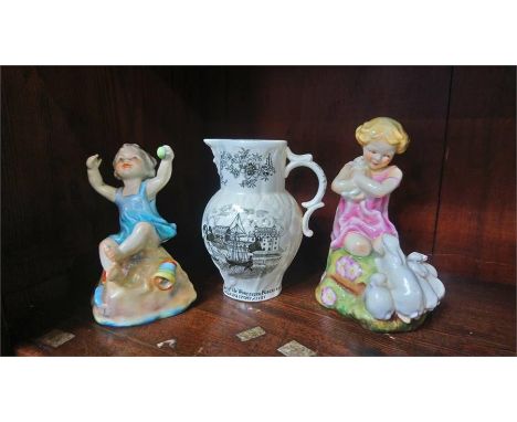 Two Royal Worcester figures and a Bicentenary jug