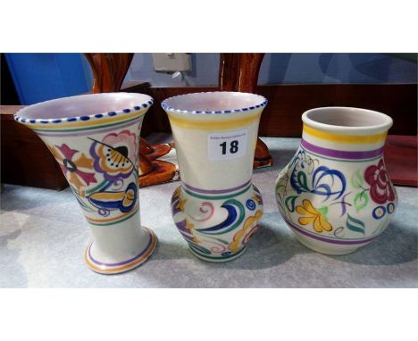 Three Poole vases