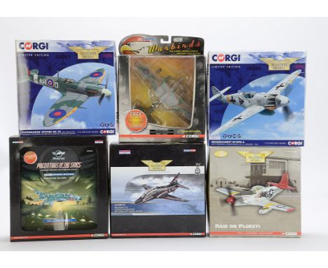 Corgi Aviation Archive, 1:44-1:72 Scale including Spitfire Mk Vb, Messerschmitt Bf109G-6 and MIG 21, G, original boxes F (10)