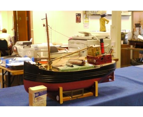 A Clyde Puffer 1:32 Scale Ship Model, constructed of wood and metal, fibreglass hull, unmotorised, full rigging without sails