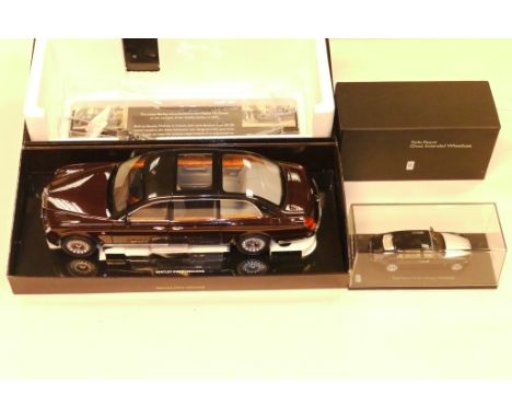 Bentley and Rolls-Royce diecast models, Minichamps Bentley State Limousine, 1:18 scale and Kyosho Rolls-Royce Extended Wheelb