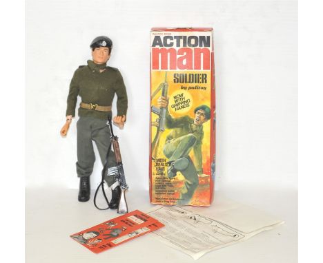 1970s Action Man Soldier,  reference 918500, complete outfit and accessories, in original box with instruction leaflet and eq