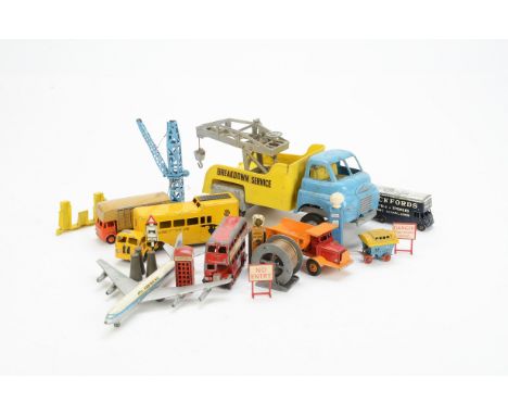 Various British Diecast and Toys, including Moko Builders Crane, Kemlow Pickford's Removal Van, Budgie Toys AA Jumbo Mobile T