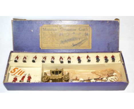 Johillco boxed Miniature Coronation Coach, complete with footmen (15), coach and footmen generally G, with minor wear only, b