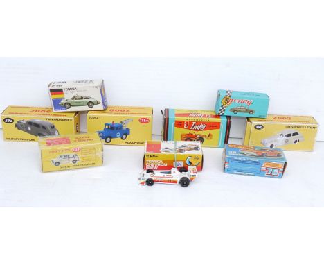 Assorted Diecast, cars, industrial and commercial vehicles by Impy, Dinky, Tomica, Matchbox and others, including Impy 25 Tra