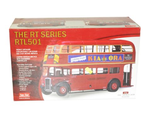 Sun Star RTL Bus, Sun Star RTL 501 London Bus, Kia Ora advertising, 1:24 scale, VG, in original box, G