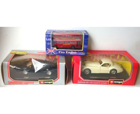 Large Scale Diecast, 1:18 scale Maisto Jaguar Mark II, Burago 0537 Lamborghini Countach 5000 Quattrovalvole and others, in or