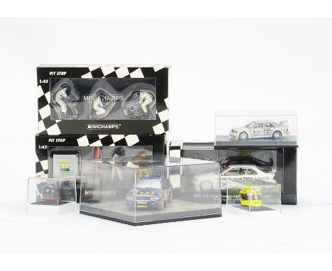 Touring, Rally  Cars, Figures, Assorted Touring, Rally cars, 1:43 scale BMW, Subaru x6, mini crash helmets x4 figures x4 1x 1