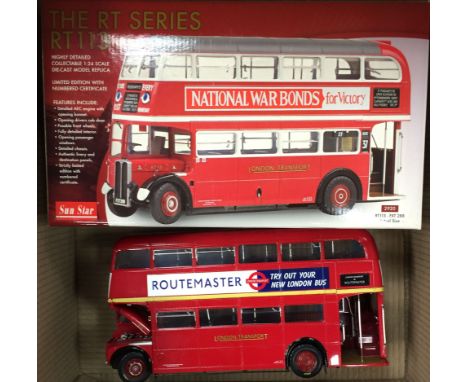 Routemaster Bus, 1:24 scale, RT 113 RT series, 2920 Sun Star Bedford OB, 5001 Duple Vista coach and others, one Routemaster o